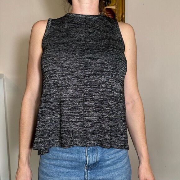 Rag & Bone Heathered black Hudson Split Back Sleeveless Top Size Small - Picture 1 of 4
